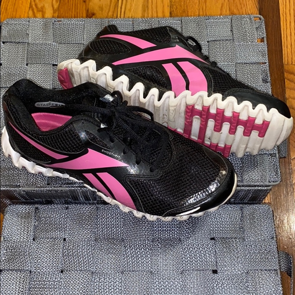 Black and Pink Reebok Zig Nano sneakers